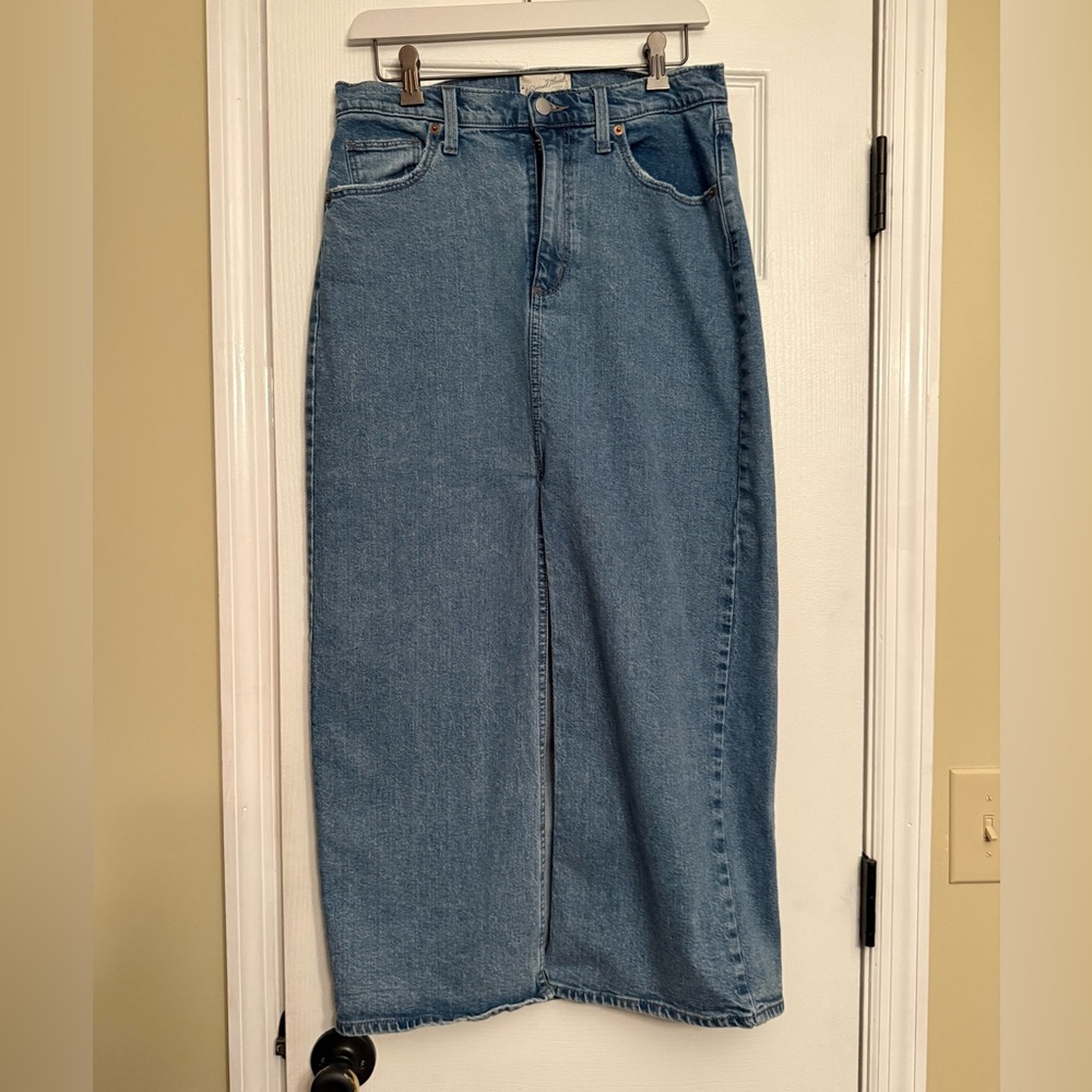 Universal Thread Blue Denim Maxi Jean 8 Skirt Anthropologie $59